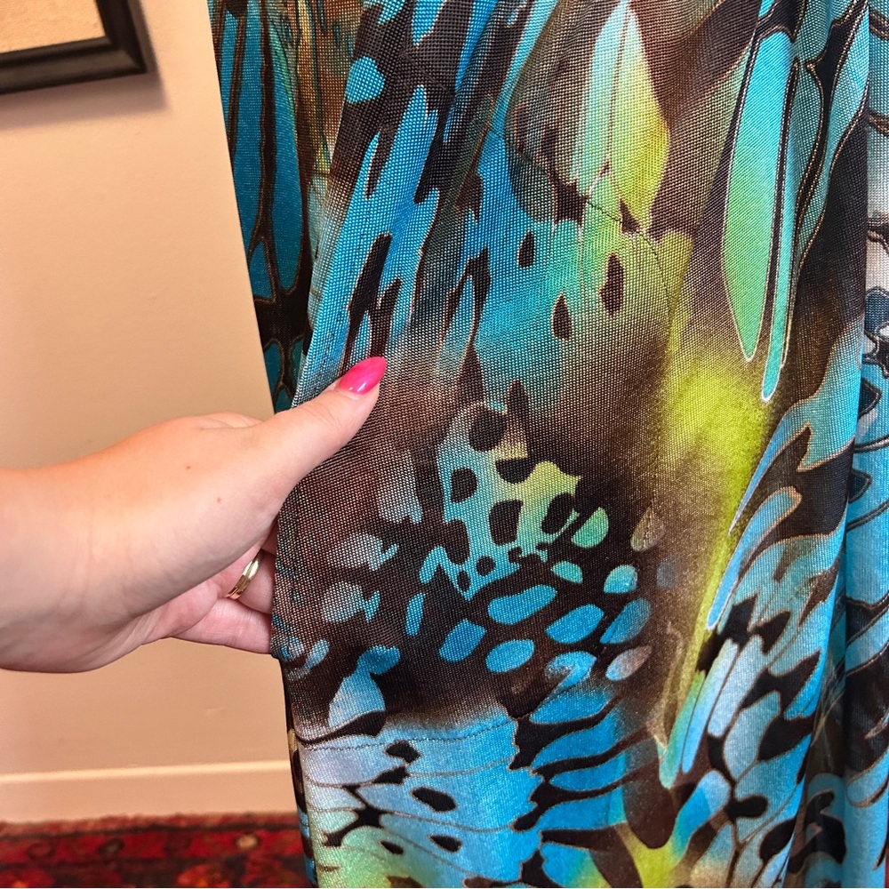 Boho Butterfly Wing Vintage 90s Y2K Glam Fairycore Artsy Twist Front Maxi Dress - Picture 7 of 15